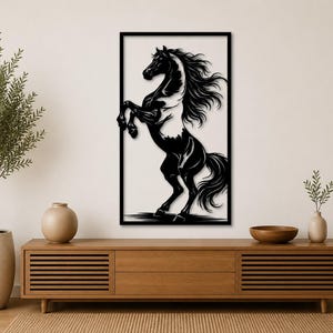 Rearing Horse Wall Art SVG | Wild Stallion Silhouette, Equestrian Decor (Digital Download)