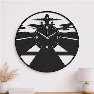 Airplane Wall Clock SVG | Aviation Laser Cut Design (Digital Download)