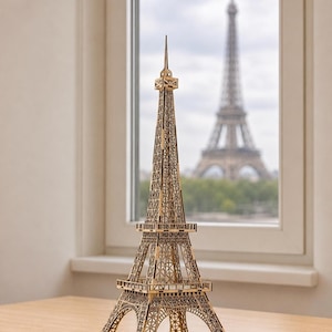 Lasergesneden 3D-puzzel van de Eiffeltoren | Houten model van een Parijse bezienswaardigheid (SVG-download)