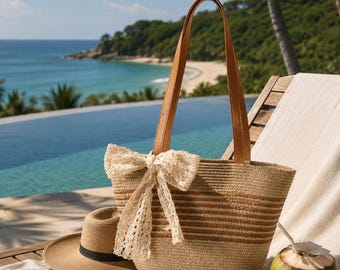 mrs tote bag, Handwoven Straw Bag, Women's Straw Shoulder Bag, Woven Rattan Tote, Large Beach Bag, Summer Vacation Handbag, Boho Straw Purse