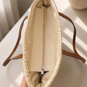 Bolsa de ráfia, bolsa de palha trançada, bolsa transversal de praia feita à mão, bolsa de ombro boho de verão, bolsa de palha para férias para mulheres imagem 2