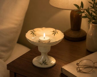 Porta incienso de cerámica hecho a mano, quemador de cerámica botánica, decoración minimalista Wabi Sabi para el hogar, regalo para meditación, regalo único para inauguración de casa