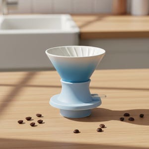 Ceramic Pour Over Coffee Dripper, 2-in-1 Immersion Brewer, Gradient Coffee Maker with Base, Barista Gift, V60 Filter Cup for Home Cafe