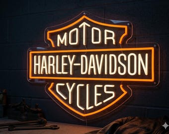 LED Neon Sign, Harley Davidson, Garage Decor, Perfect Gift for Bikers, Handmade