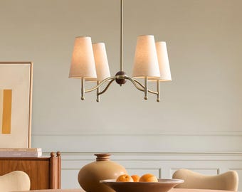 Lampadario a 4 luci Pierce & Ward in ottone, stile Mid-Century Modern, realizzato a mano / Lampada a sospensione di lusso