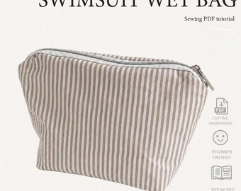Cartamodello PDF per borsa impermeabile da bagno, tutorial per astuccio impermeabile con cerniera, inserto per borsa da spiaggia, borsa impermeabile per bikini