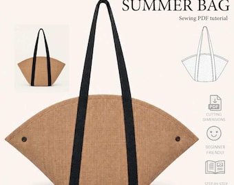Cartamodello PDF per borsa da spiaggia, tutorial per borsa tote multiposizione, borsa tote estiva, borsa da spiaggia grande in tessuto