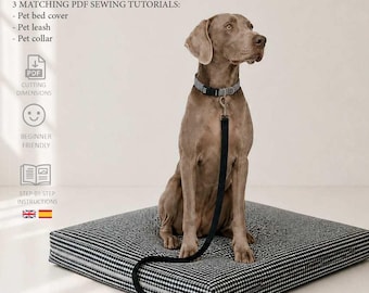 Lagun Collection Pet Sewing Pattern Bundle, Dog Bed Cover Leash and Collar PDF Tutorials