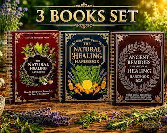 Manual de curación natural (juego de 3 libros) / Libros de recetas con remedios herbales y bienestar