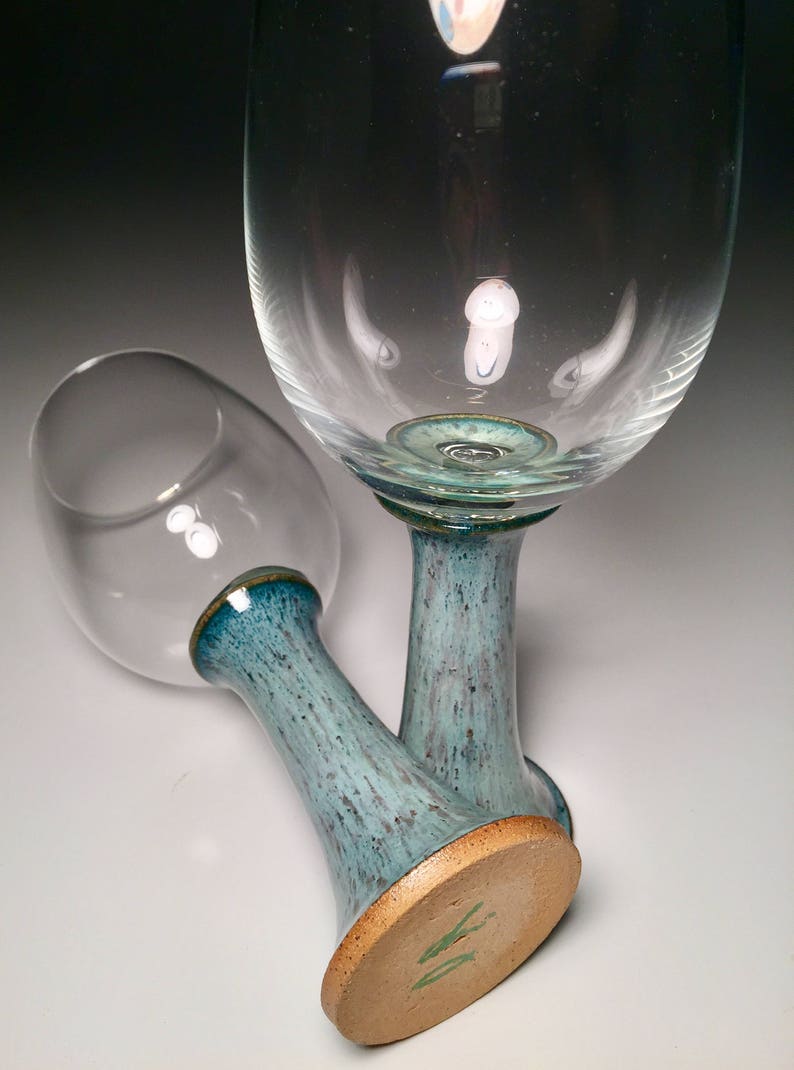 9th Anniversary Pottery-Kitchen Utensil Holder-Wine Glass-Wine Chiller-Wine Glasses-Gift for Her-Wine Glass-Anniversary-Wedding Gift Set image 8
