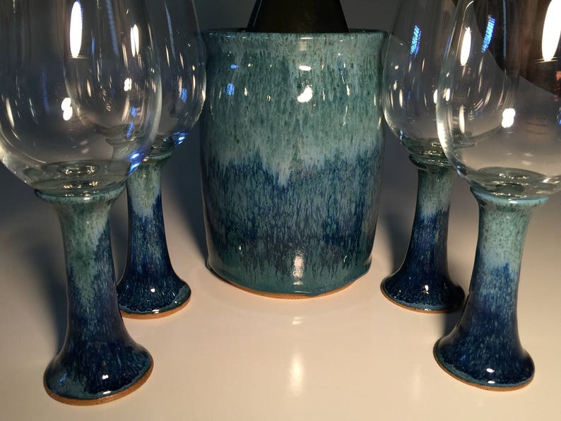 9th Anniversary Pottery-Kitchen Utensil Holder-Wine Glass-Wine Chiller-Wine Glasses-Gift for Her-Wine Glass-Anniversary-Wedding Gift Set image 9