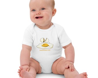 Organic Cotton Baby Bodysuit | Funny Eggshausted Graphic Tee