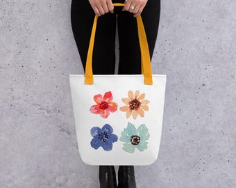 Floral Watercolor Tote Bag | Everyday Canvas Carryall for Women