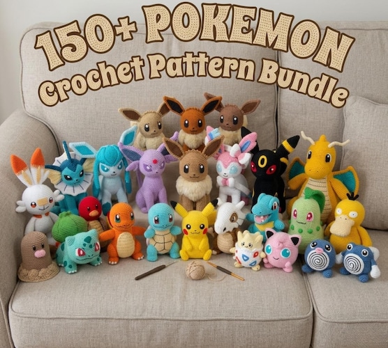 150+ Pokemon Crochet PDF — Pikachu, Charmander, Squirtle & Bulbasaur + More