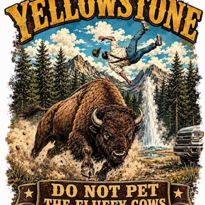 Yellowstone Bison PNG, Ontwerp 'Niet aaien, pluizige koeien' (digitale download)