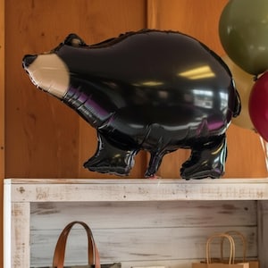 Black Bear Birthday Balloon: Lumberjack Woodland Party Decor image 1