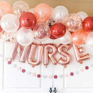 New Nurse Graduation Party Decorations, Nursing School Balloons Garland Banner Decor Party Celebration for Women, Nursing Student Grad Party