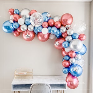Red White and Blue Fourth of July Graduation Party decoration for her, 4th of July Birthday Party kits supplies accessories arch photo
