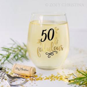 Milestone birthday gift 50th birthday, 50 and Fabulous wine glass, 50th birthday gift for women, 50th birthday gift for her