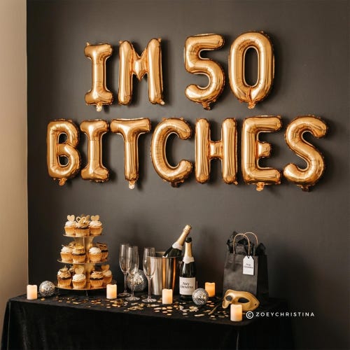 I'm 70 Bitches Banner - Rose Gold 70th Birthday Party Decor For Women