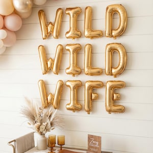Wild Wild Wife Foil Balloon Letters: Western Bachelorette Party Decor