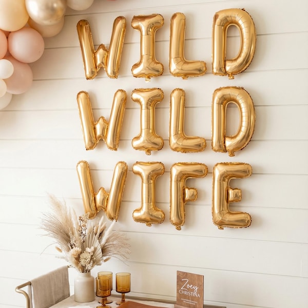 Globos de aluminio con letras de "Esposa Salvaje": Decoración para despedida de soltera estilo western