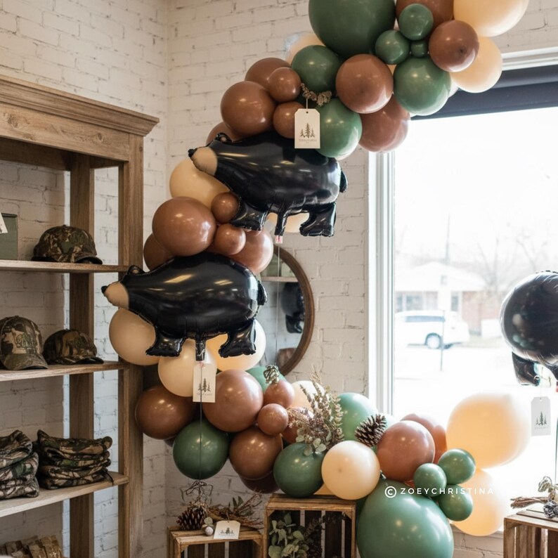 Black Bear Birthday Balloon: Lumberjack Woodland Party Decor image 2