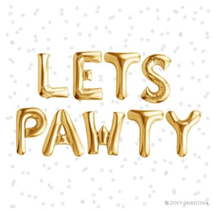 Dog Birthday Party Supplies decor decorations accessories Lets Pawty puppy party for bday girl, Paw print kit Balloon banner garland photo