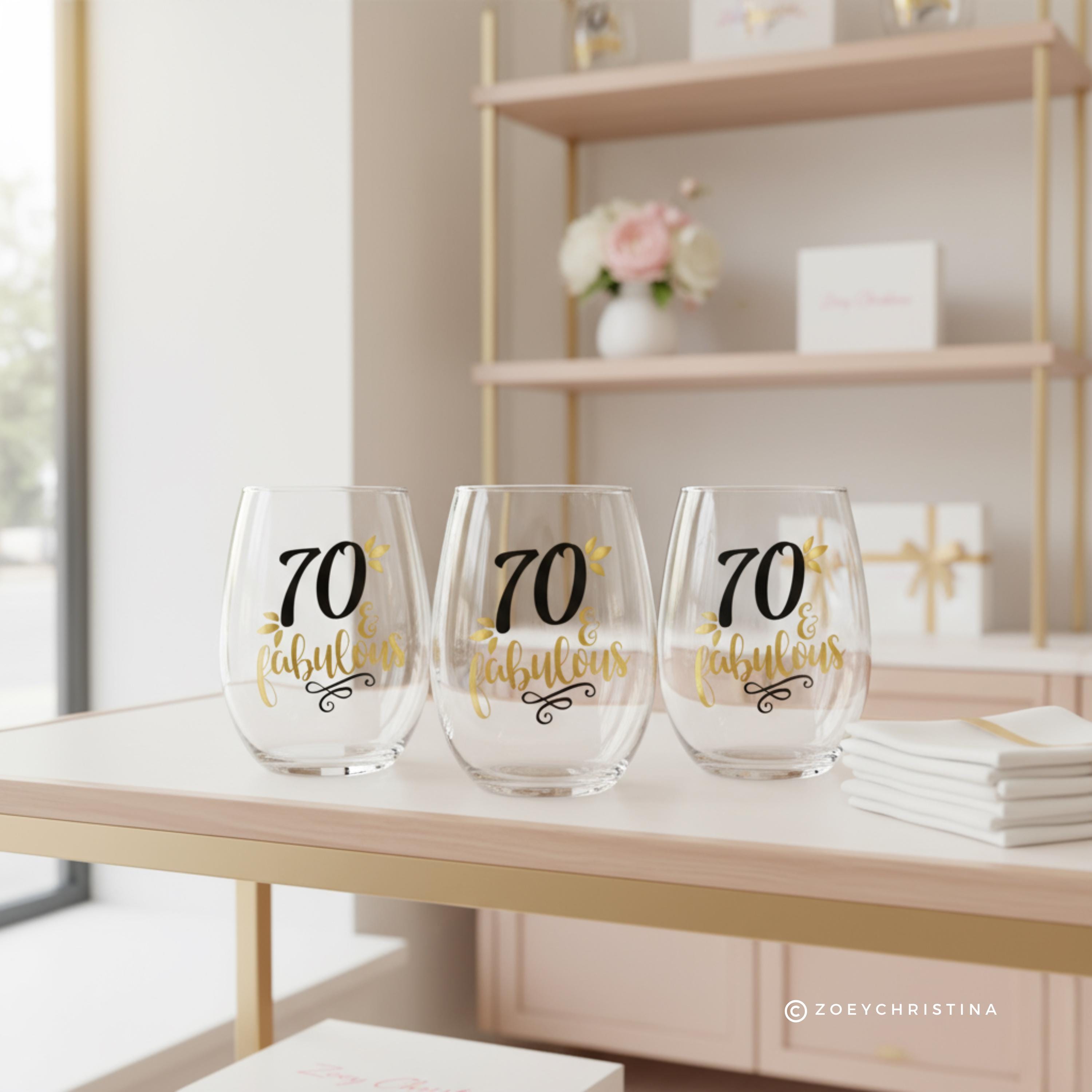 70th Birthday, 70 and Fabulous Wine Glass Name Included, 70th Birthday  Gift, 70th Birthday Gift for Her, Birthday Gift for 70 Year Old Woman - Etsy
