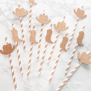 last Ride rodeo bachelorette party decorations Paper Straws hoedown party supplies, Birthday theme, farm theme cowgirl accessories 12pk immagine 1