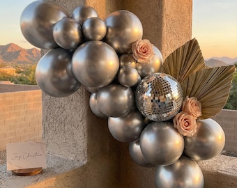 Silver Disco Ball Balloon Garland Kit: Bachelorette Party Arch