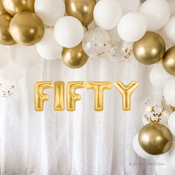 Set, decoraciones de 50 cumpleaños para hombres, mujeres, decoración de  fiesta de 50 cumpleaños, decoraciones de cumpleaños de 50 años, globos  sobre l