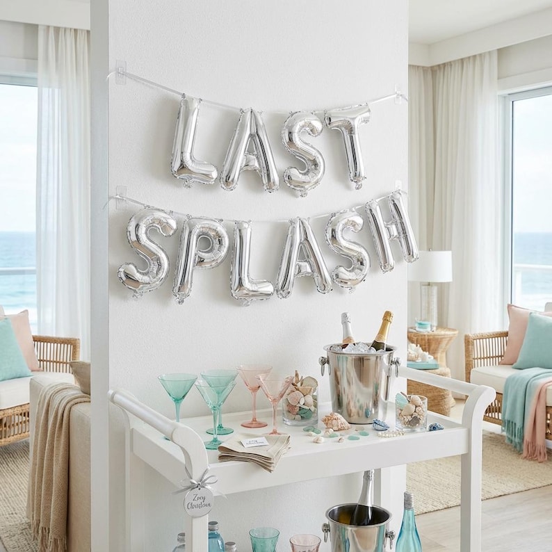 Last Splash Bachelorette Balloons: Rose Gold Pool Party Decor image 3