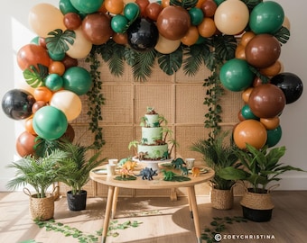 Dinosaur Birthday Party Decorations: Balloon Garland, Three Rex, Rawr