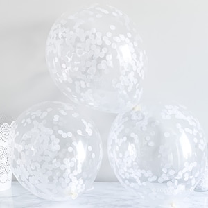 White Confetti Balloons: Snowflake Party Decorations