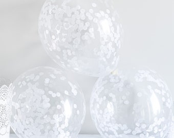 All White tones Party Decorations Supplies, Snow fall snowflake Theme Birthday Confetti balloon Bridal or baby shower for women girl