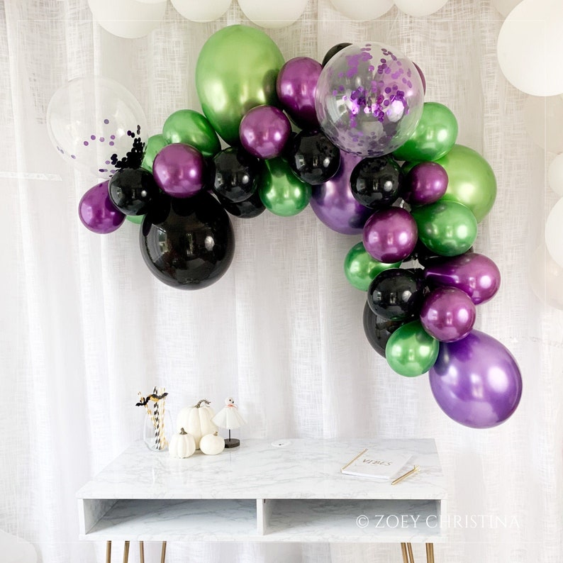 Purple and Green Birthday party Balloon Garland decorations decor kit Birthday, Boo Adult Halloween Kid Parties supplies accessories arch image 1