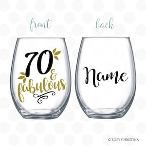 70th Birthday Gifts for Women, 70th Birthday gift for mom grandma aunt, 70 and Fabulous wine glass for her, 1953 bday present idea