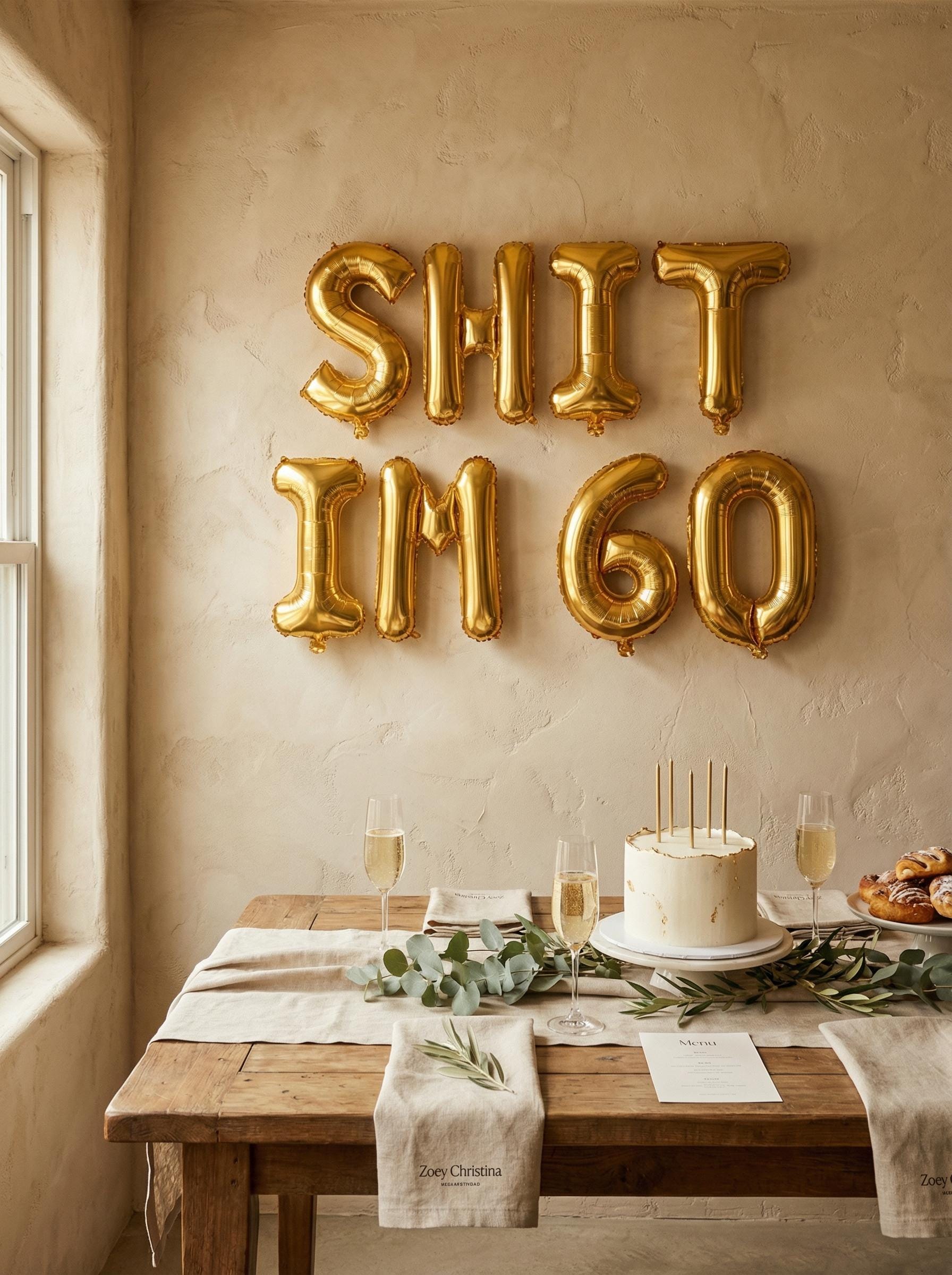Shit Decarations Shit Im 60 Balloon Banner: 60th Birthday Party Decorations for Women ...