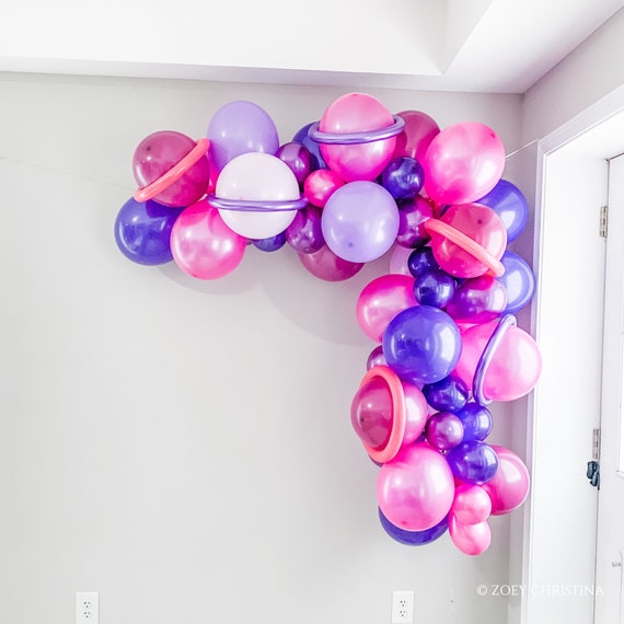 Moon and Star Balloon Garland Kit Purple Pink and Rose