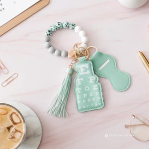 Optometrist Keychain Wristlet: Snellen Chart, Lip Gloss Holder, Tassel