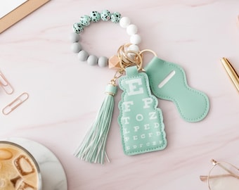 Optometrist Keychain Wristlet: Snellen Chart, Lip Gloss Holder, Tassel