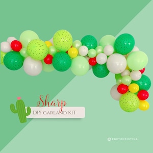 Kit ghirlanda di palloncini a tema cactus del deserto - Addio al nubilato - Verde con accenti rossi e gialli per decorazioni per feste
