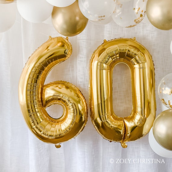 Decoraciones de fiesta de 60 cumpleaños para mujeres o hombres, globos  grandes con letras de 40 pulgadas, 25 cumpleaños, suministros y decoración  para fiestas de 50 cumpleaños -  México