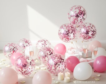 Pastel Pink Confetti Balloons: Party Decorations, Bridal Shower, Baby Shower