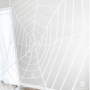 Huge Halloween Decorative Spider web Banner Theme Birthday Balloon diy spooky, White balloon ad on party funny scary decorations for her