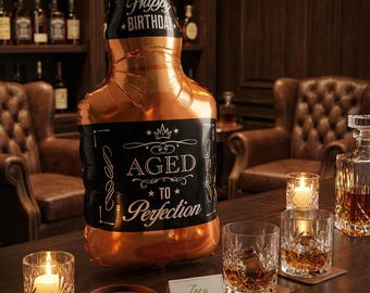 Whiskey Birthday Balloon: Aged to Perfection Party Decor