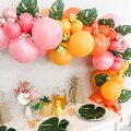 Vibrant Tropical Balloon Garland Kit - Ideal for Bachelorette, Bridal Showers, Summer Parties - Pink, Orange, Yellow Decor