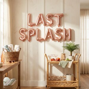 Last Splash Bachelorette Balloons: Rose Gold Pool Party Decor image 4