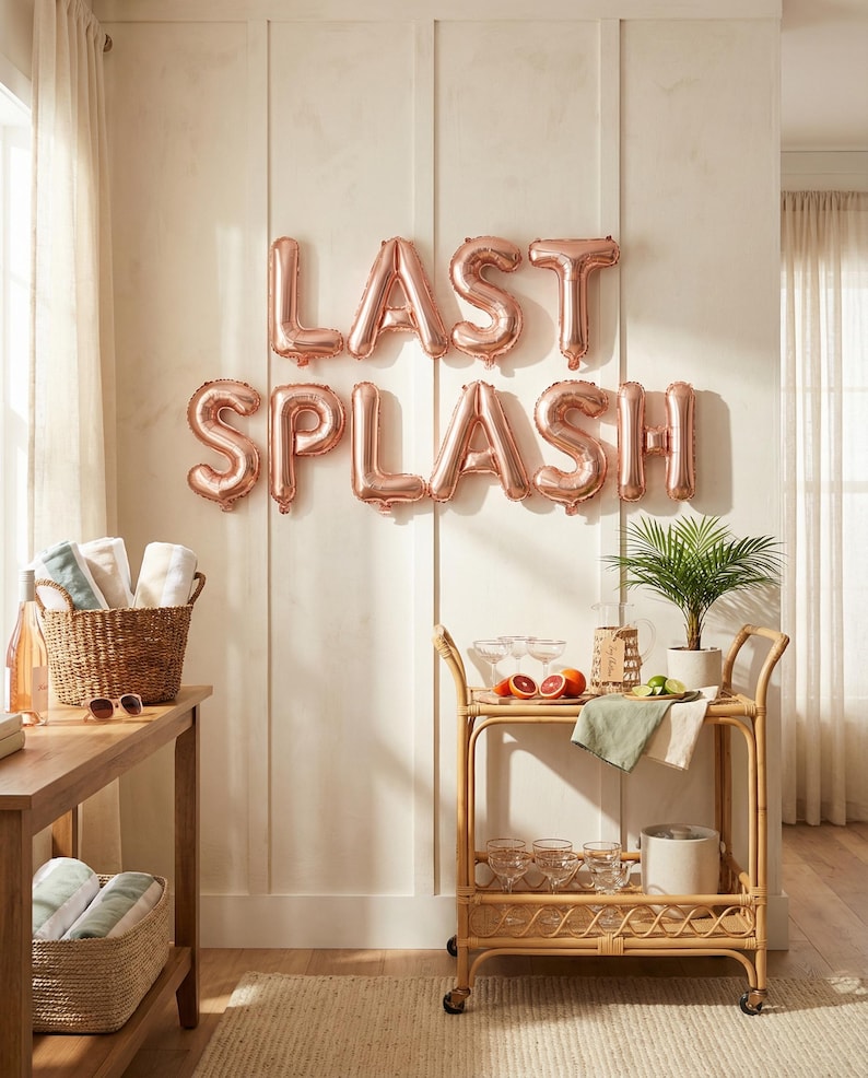 Last Splash Bachelorette Balloons: Rose Gold Pool Party Decor image 4